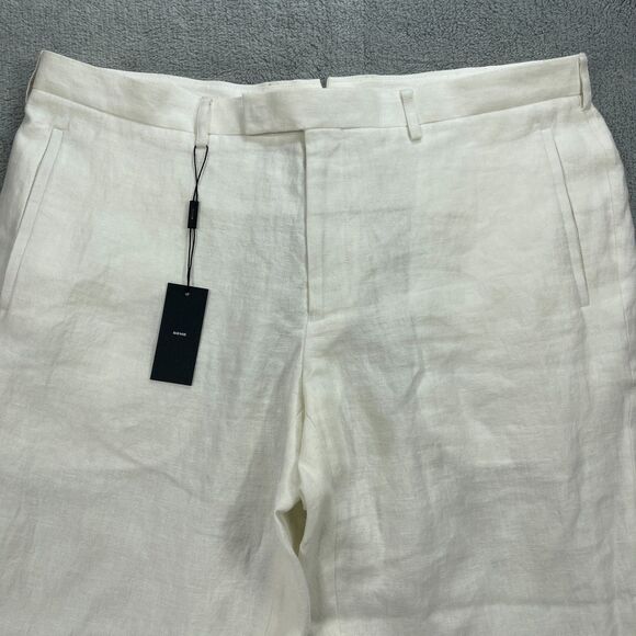 Sene Studio FlexTech Dress Pants Mens 40x33 White Linen - Picture 3 of 12